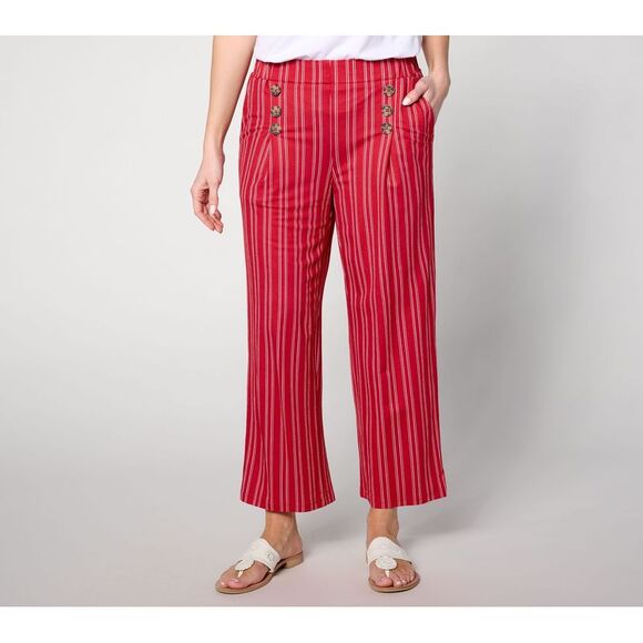 Belle by Kim Gravel Women's Petite Pants PXS Pet Cabana Knit Stripe Red A647292 - Picture 1 of 4